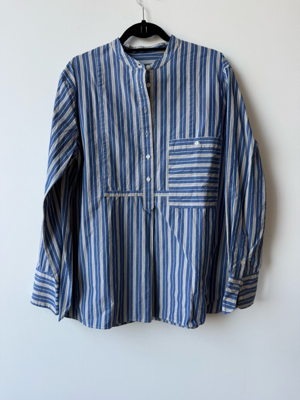 Sœur Striped Blue and White Button Pullover Shirt
